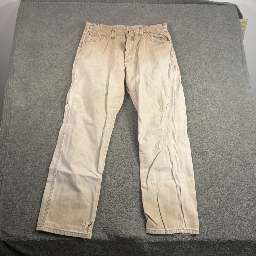Dickies Mens Relaxed Fit Carpenter Pants Tan Duck Canvas Workwear 1939RBD 36x34